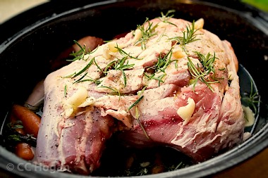 Lamb in a basting tin